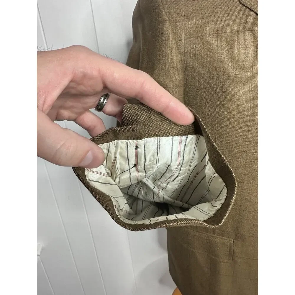 Vintage 70s-80s Anderson Little Brown Windowpane Checkered Blazer Mens 37R Union